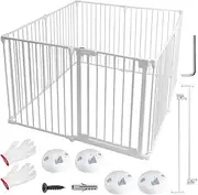[MelPet] Dog Safety Gate Foldable Pet Fence Universal Folding Enclosure Playpen Play Pen for Puppy Cat Rabbit Pet Indoor Outdoor, 8pcs Panel 74cm Tall