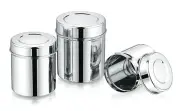 Set of 3 Silver Stainless Steel Food Storage Containers Steel Dabba Food Storage