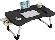 Laptop Bed Desk,Foldable Laptop Desk with Storage Drawer,Portable Lap Desk Tray Table,Lap Tablet Desk,Laptop Bed Table for Home Office Work Picnic,60x40cm