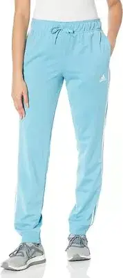 adidas Women's Size L Essentials Fleece Tapered Cuff Pants IC8845 LIGHT BLUE