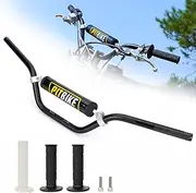 Universal 7/8 Inch 22mm Dirt Bike Handlebars, Upgraded Pit Bike Handlebar with Foam Pad and Anti-slip Handlebar Grips for Motocross CRF YZF KXF KLX RMZ DRZ Pit Dirt Bike ATV Quad - Black