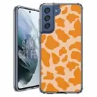 For Samsung Galaxy S20 S21 S23 S24 FE 5g TPU Case+Glass(Cow Skin Orange)