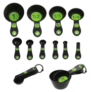 Set of 10 Piece Measuring Spoons and Measuring Cups (Black & Green)