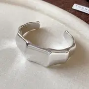 Chunky Open Bangle 06 - Bone - Silver - One Size