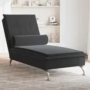 Massage Chaise Lounge with Bolster Black Velvet Home Chaise