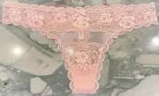 NEW Victoria Secret Dream Angels Floral Lace & Mesh Thong - Demure Pink - XL