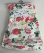 NWT Baby Starters White Green And Pink Floral Flowers Super Soft Plush Blanket