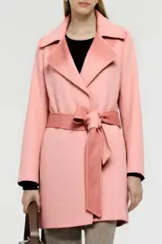 Women's Australian Wool Short Belted Coat | Merinosnug, Peach Bloom / M