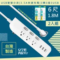 在飛比找PChome24h購物優惠-(2入組)【WISER精選:台灣製造】6呎1.8M延長線3P