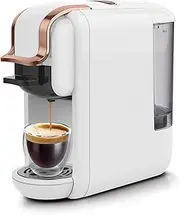 4 in 1 Capsule Coffee Machine, 19 Bar Espresso Machine, Home Coffee Machine, Hot/Cold Coffee Machine, Coffee Machine for Capsules, Espresso Powder, Suitable for Home Office Use,White