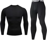 [UNeedVog] Mens Long Sleeve Compression Shirt & Leggings, Quick Dry Base Layer Gym Workout Outfits