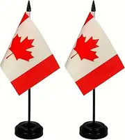 2 Pack Canada Desk Flags 6 x 4 Inch Canadian Table flag Canadian Decorations Canadian Conference Flag Canada Flags