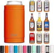 DUALIE 3 in 1 Insulated Can Cooler - Universal Size for 12 oz Cans, Slim Cans, and Bottles - Orange
