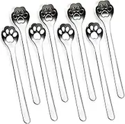 WEKTUNAA 8-Pack Cat Paw Teaspoons, 18/10 Stainless Steel, for Sugar, Coffee, Cake, Dessert, Ice Cream Stirring, 5.9 Inch