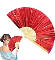 [Generic] Foldable Hand Fan, Large Holographic Folding Fan, Pvc Frame, Lightweight Design, Stunning Festival Accessory, for Weddings, Parties, Dance Performances, 25.2x12.99x0.39 In.
