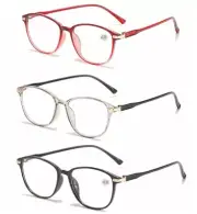 3 Pack Men Women's Retro Square Adjustable Resin Lens Reading Glass +1.0 1.5 ~+6