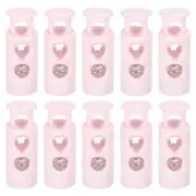 30Pcs 4mm Cord Lock Plastic Double Hole Spring Toggle Stoppers, Light Pink