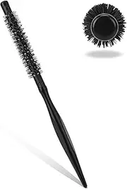Small Round Brush for Blow Drying, 1/2 Inch Mini Quiff Roller Brush Portable Curling Brush Travel Round Brush with Wooden Handle and Nylon Bristles Styling Hair Brush for Curling, Short Hair,Thin Hair