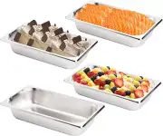 TOPZEA Set of 4 Stainless Steel Steam Table Pan 1/3 Size, 2.5" Deep Anti-Jam Bre