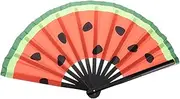 RORPOIR Glow Folding Hand Fans Fluorescent Japanese Watermelon Design for Dance Weddings Festivals Lightweight Portable Handheld Cooling Accessory for Parties Special Occasions