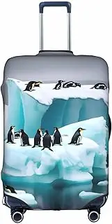 [Pvinnk] Penguins On The Iceberg Print Protective Luggage Cover Elastic Washable Suitcase Protector Travel Gear Protector, White, Small
