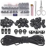 Swpeet 35Pcs 3 Types Plastic Cord Locks for Spring Toggles Stoppers and 11 Yards Elastic Cord for Drawstrings Non-Slip Cord Stopper Adjustable Buckler for Suppliers Shoelaces Clothing