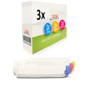3x MWT Cartridge for OKI Color C 612 D Dn Color Set