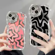 Plating Mirror Shockproof Soft Wavy Case For iPhone 16 15 14 13 Pro Max 12 Cover
