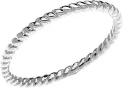 [Claddagh Gold] 10k White Gold Dainty Stackable Rope Design Ring (Size 8)