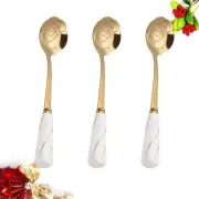3 Pcs Forks Silverware Gold Appetizer Spoons Mini Coffee Scoop Mixing