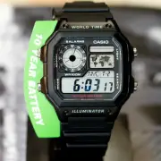 Casio AE-1200WH-1AV Watch 10 Year Battery 4 World Time Zones 5 Alarms New