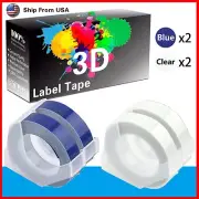 (2Blue+2Clear) 3D Label Tape Work for Dymo 1595GY Dymo 15447 Makers