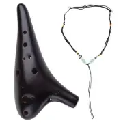 12 Hole Ceramic Ocarina Alto C Tone Flute Instruments with Lanyard for Beginner