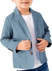 [Fommykin] Toddler Boys' Blazer Jackets Lightweight Stylish Two Buttons Solid School Suit Casual Sport Coat
