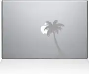 The Decal Guru Palm Tree Decal Vinyl Sticker 13" MacBook Pro 2015 & Older Silver