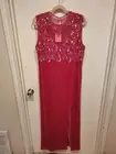 Scala NWT Y2K Fuchsia Silk Fully Beaded Column Maxi Evening Dress Sz 1X Fairy