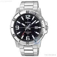 在飛比找露天拍賣優惠-【柒號本舖】CASIO 卡西歐鋼帶男錶-黑 # MTP-VD