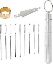 Large Eye Blunt Sewing Needles Set, 53/60/70 mm Three Sizes Hand Sewing Needles Stainless Steel Yarn Knitting Needles with 1 Seam Rippers, 1 Aluminum Storage Tube,1 Iron Needle Threaders