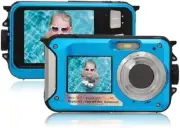 Dual Screens Waterproof Digital Camera, Full HD 2.7K 48MP 10ft 16X Digital Zoom'