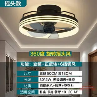 風扇燈簡約鐵藝吊扇燈復古工業風電風扇燈變頻LED餐廳燈