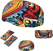 FJWSLCH Mexican Headbands for Women Men Non Slip Workout Sweatbands Adjustable Sports Hair Bands Elastic Head Bands Moisture Wicking Hairband for Running, Cycling, Yoga, Spa