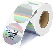 2'' Holographic Thermal Labels - 400pcs Round Waterproof Printer Stickers for Logo Design, Name/Price Tag, Thanks Card, Address, QR Code - 400 Labels/Roll