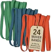 Mover Bands - Extra Large Rubber Bands for Moving Blankets and Furniture - Variety of Sizes 26in, 30in & 42in - 24 Moving Bands Total - kitchentoolz