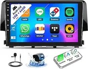 SIXTOP [2+64G] Android Car Stereo for Honda Civic 2016-2021 with Carplay Android Auto Mirror Link Change Theme 9 inch Touchscreen FM RDS HiFi Bluetooth WiFi GPS+Camera & MIC