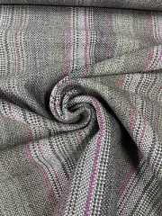 8.875 yd Herman Miller Striscia Zion Gray & Pink Striped Wool Upholstery Fabric