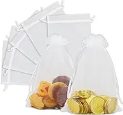 [HXMJIED] 20pcs White Organza Gift Bags, 13x18 cm Gauze Bags Chiffon Bags With Drawstring, Jewelry Drawstring Pouches Mesh Wedding Party Favor Bags Fabric Gift Bags Medium Small Drawstring Bag Candy Bags