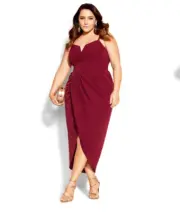 City Chic Sassy V Dress (Ruby, XXL 24)