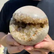 2.8lb Natural Pink Amethyst Geode ball quartz crystal sphere Mineral Specimen
