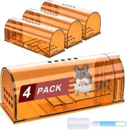 4 Pack Humane Mouse Traps No Kill, Live Mouse Traps Indoor, Reusable Small Mice