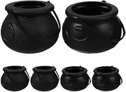Gadpiparty 6pcs Mini Cauldron with Handle Mini Candy Kettle Bucket Witch Calderon Pot Multi-purposed Small Cauldron Halloween Pot Candy Holder for Halloween Party Decor